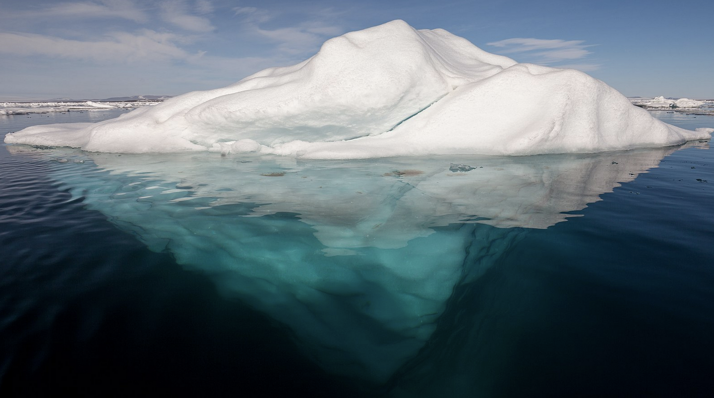 photo of iceberg showing above and below surface areas