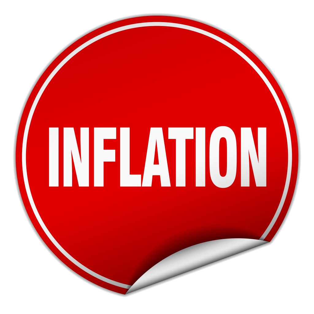 graphic image red sticker with the word "inflation"
