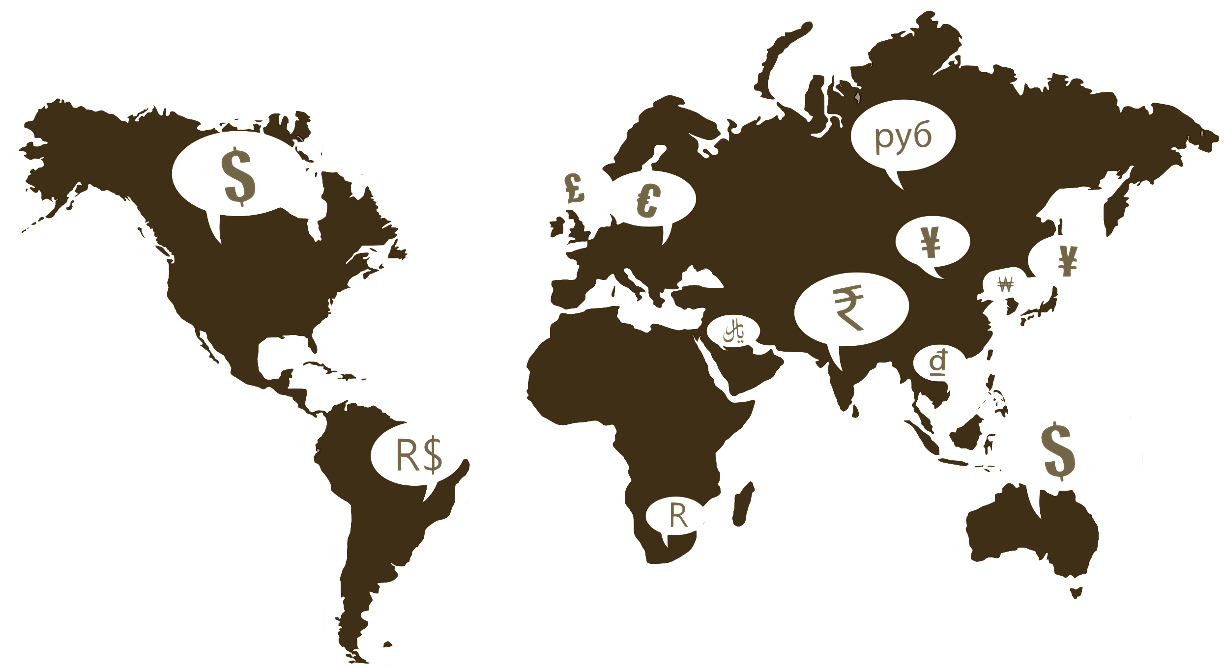 map with currency symbols