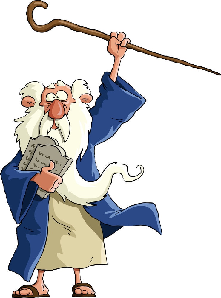 caricature of Moses delivering the ten commandments