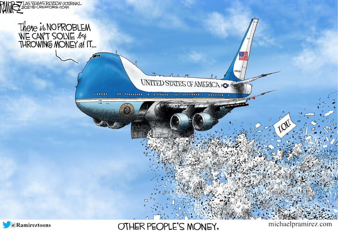 ramirez cartoon other people's money dropped from Air Force One