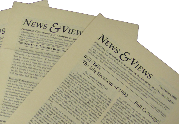 photo of hard copy News and Views newsletters from 1999