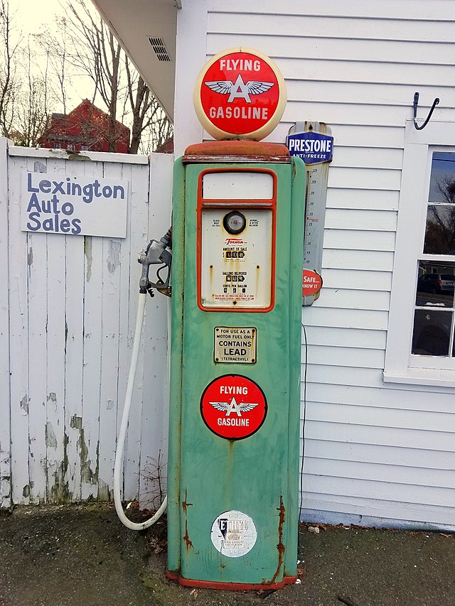 photograph of an old gasoline pump