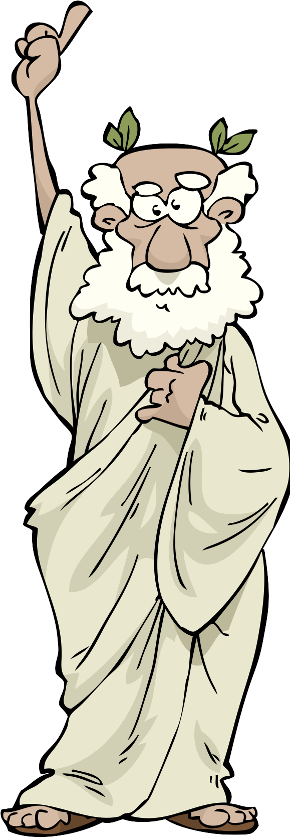 cartoon image of a Greek philosopher making a point