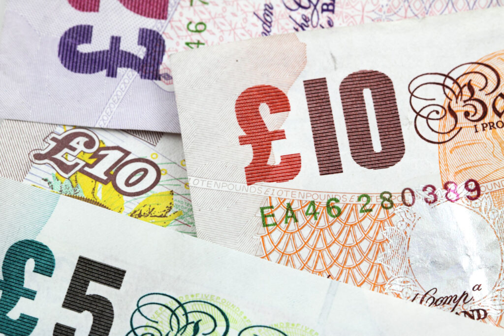 photograph of British pound notes