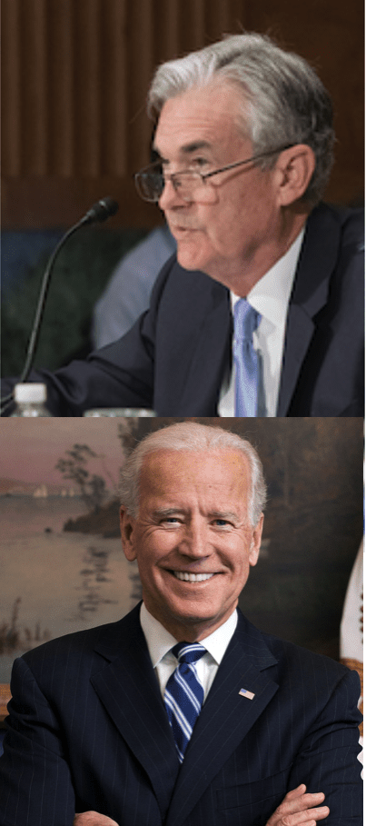 composite photo of Joe Biden and Jerome Powell