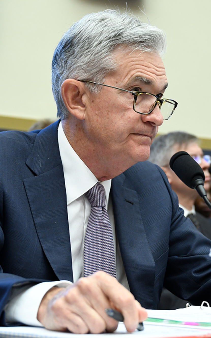photo of Fed chairman Jerome Powell delivering Congressional testimony