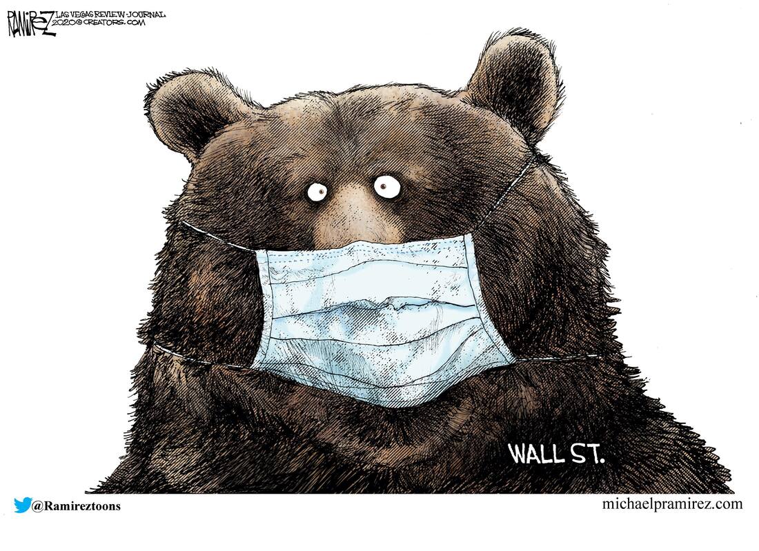 cartoon bear wearing a mask Ramirez and words Wall St.