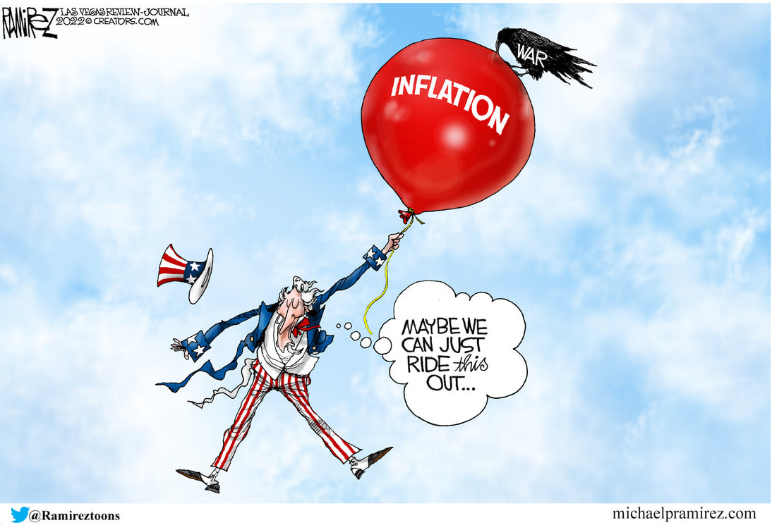 Ramirez cartoon showing Uncle Same hoping we can just ride out the inflation threat