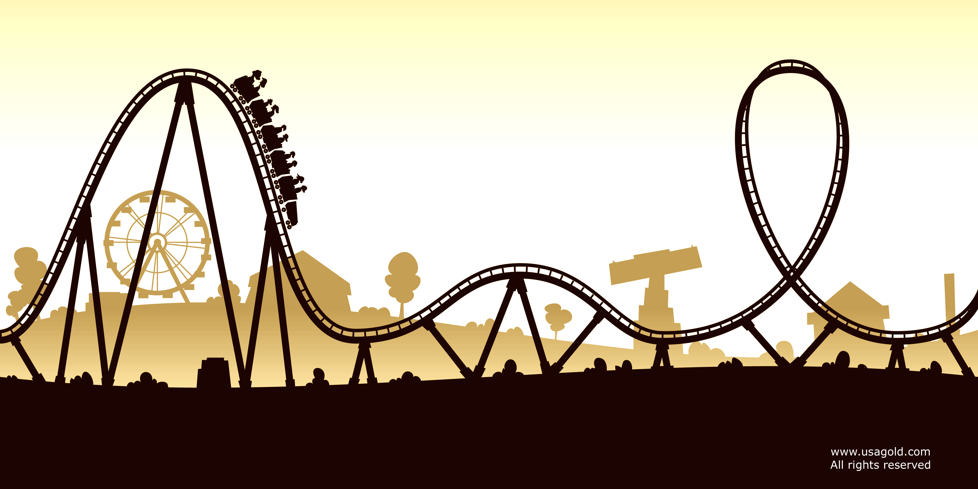 graphic image of roller coaster headed for a scary ride