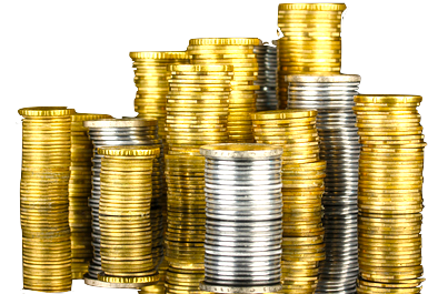 photo of stacks of gold and silver coins