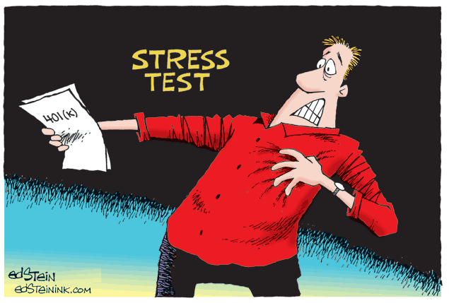 ed stein cartoon stress test on investors 401k