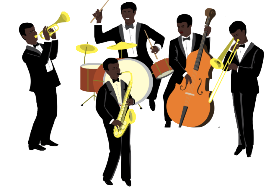 artistic rendering of art deco jazz band