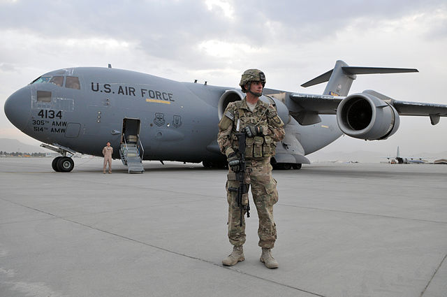 photo showing Air Force transport plane at Kabul airport