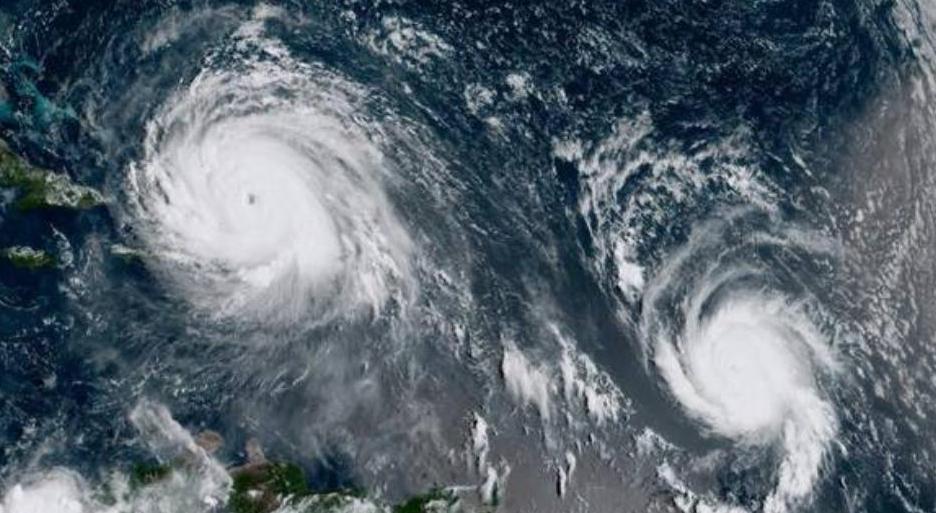satellite photo of back to back hurricanes