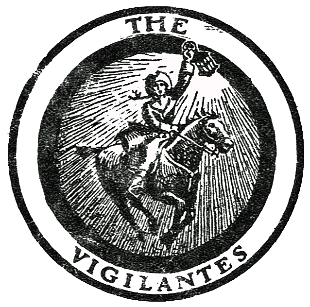 logo seal of vigilantes from the early 20th century from the cover of Files and Drums