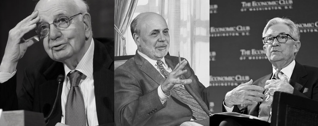 composite photograph Vocker Bernanke and Powell