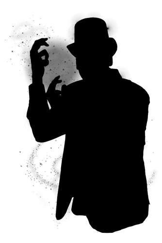 graphic image of a wizard in silouette