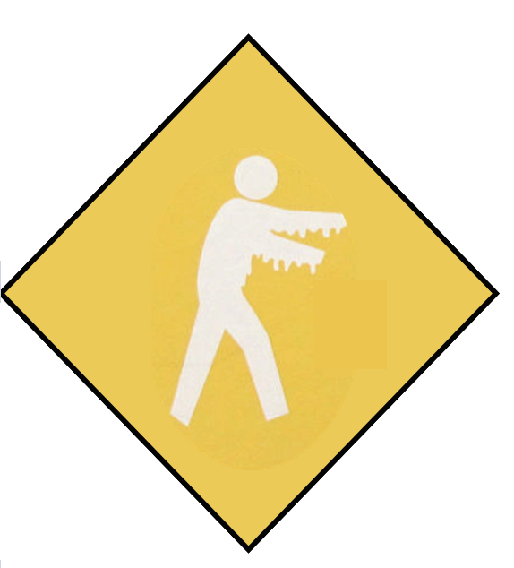 graphic image of zombie crossing sign